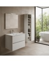Mobile bagno sospeso bianco frassinato 2 cassetti con lavabo e specchio COMP80BF 81x46x54h