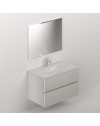 Mobile bagno sospeso bianco frassinato 2 cassetti con lavabo e specchio COMP80BF 81x46x54h