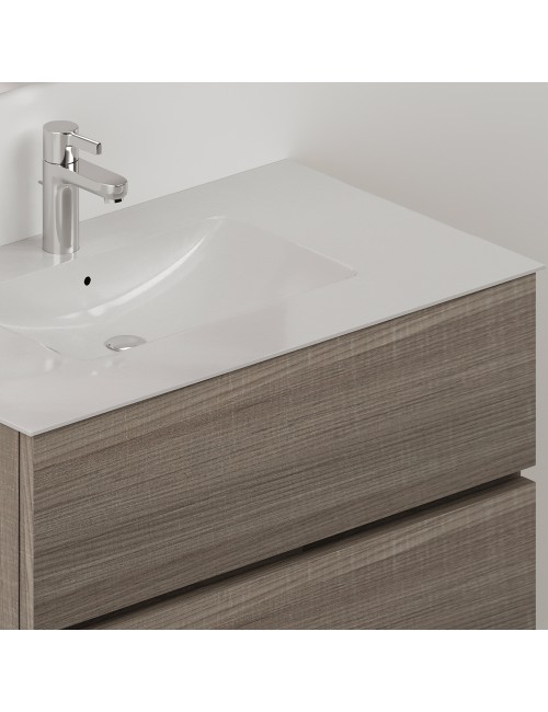 Mobile bagno sospeso olmo 2 cassetti con lavabo e specchio COMP80OL 81x46x54h