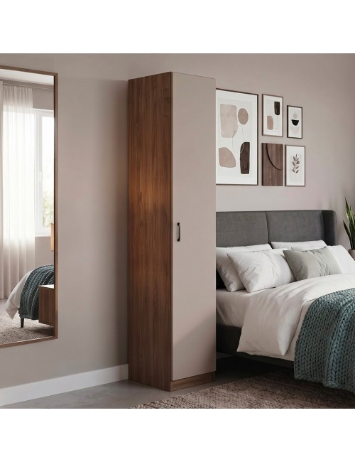 Armadio Singolo 45 cm H 247 cm 1 Anta Noce Naturale e Cashmere Made in Italy