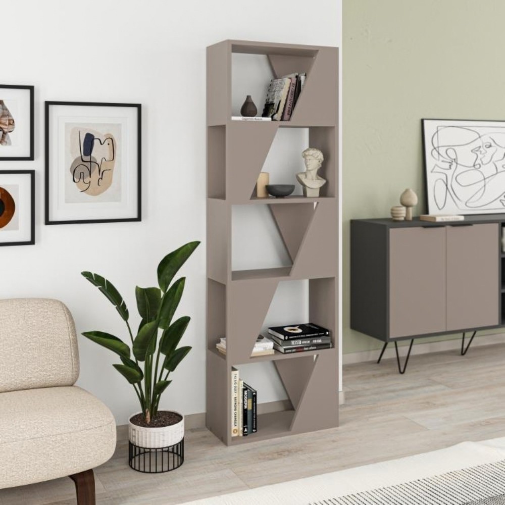 Libreria 5 ripiani Frame 54x168 colore tortora
