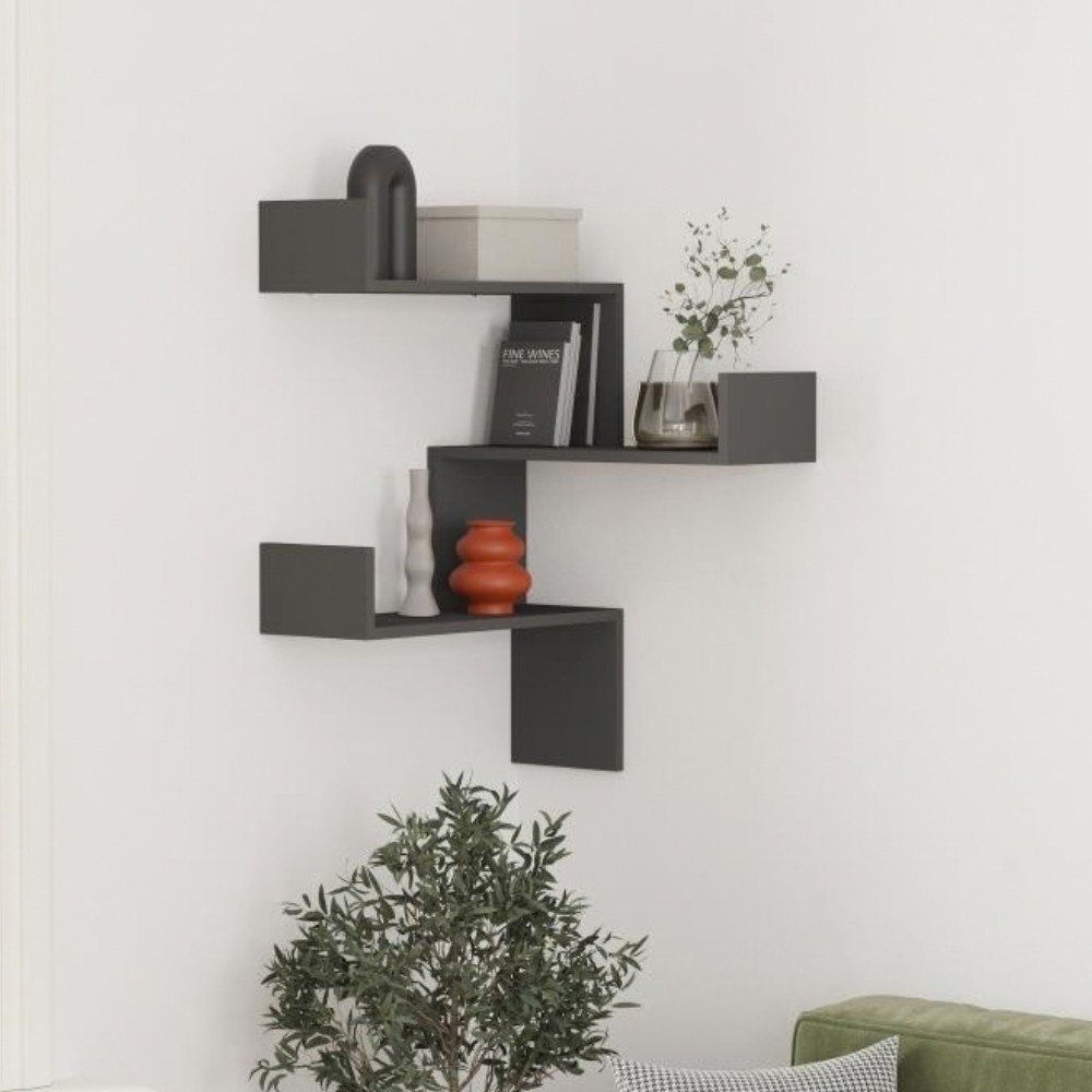 Libreria pensile angolare Luksa colore antracite