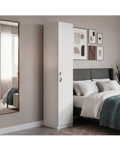 Armadio Singolo 45 cm H 247 cm 1 Anta Bianco Frassinato Made in Italy