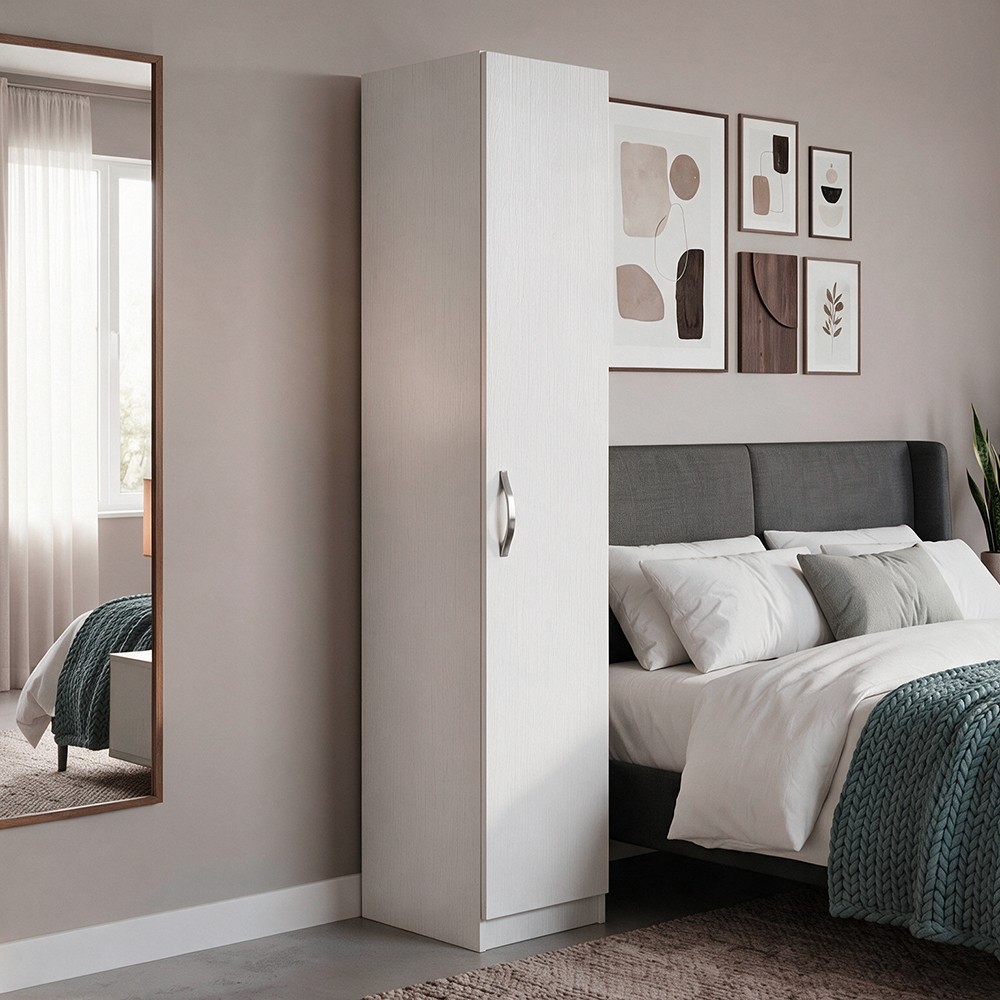 Armadio Singolo 45 cm H 247 cm 1 Anta Bianco Frassinato Made in Italy