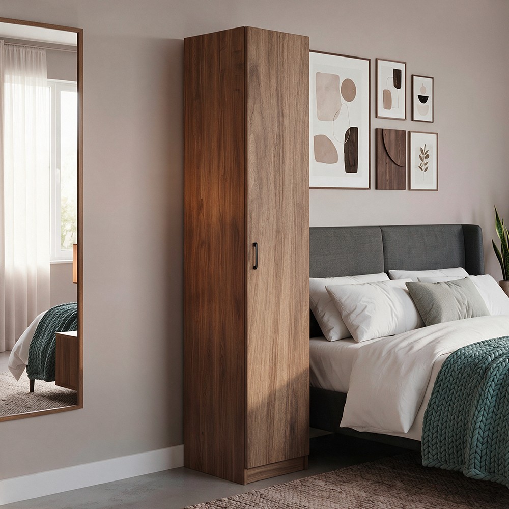 Armadio Singolo 45 cm H 247 cm 1 Anta Noce Naturale Made in Italy