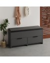 Panca Scarpiera Cove Antracite con Seduta Imbottita, 2 Ante a Ribalta e Vano Superiore - 106 cm