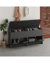 Panca Scarpiera Cove Antracite con Seduta Imbottita, 2 Ante a Ribalta e Vano Superiore - 106 cm