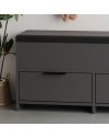 Panca Scarpiera Cove Antracite con Seduta Imbottita, 2 Ante a Ribalta e Vano Superiore - 106 cm