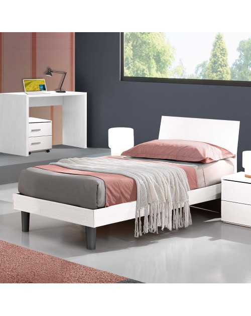 Letto singolo in legno 100x205x88h Manitoba colore bianco