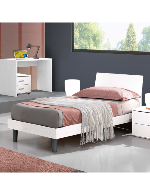 Letto Singolo in Legno 100x205x88h Manitoba Colore Bianco