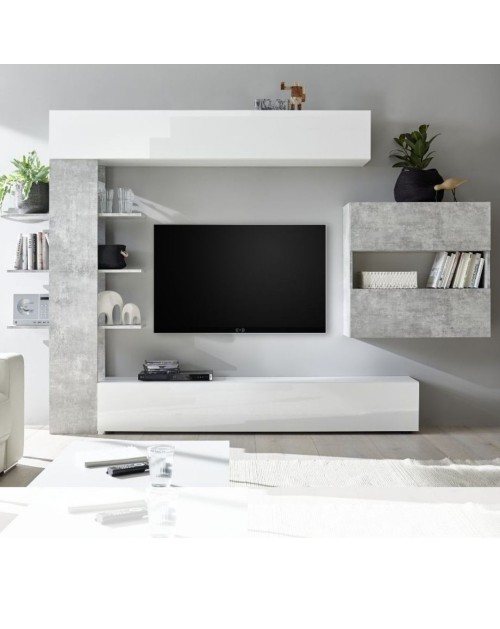 Parete attrezzata libreria Astrakat colore beton