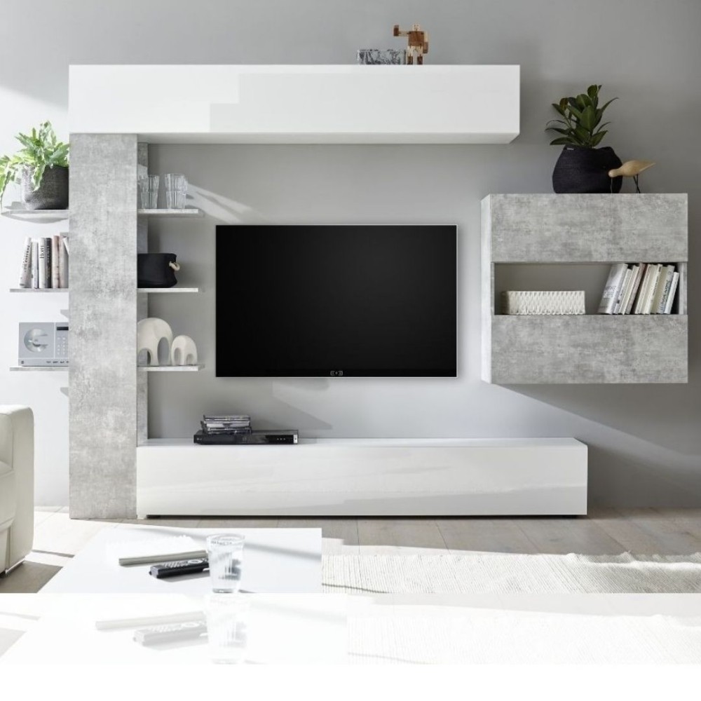 Parete attrezzata libreria Astrakat colore beton