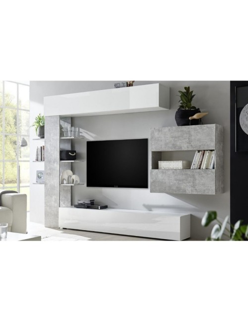 Parete Attrezzata Libreria Astrakat Colore Beton Pronta Consegna