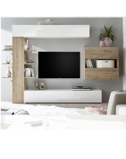 Parete attrezzata libreria Astrakat colore rovere