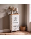 Mobile Multiuso Shabby Chic Breslavia 1 Anta 2 Cassetti Bianco e Top Rovere - H 100 cm