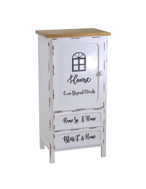 Mobile Multiuso Shabby Chic Breslavia 1 Anta 2 Cassetti Bianco e Top Rovere - H 100 cm