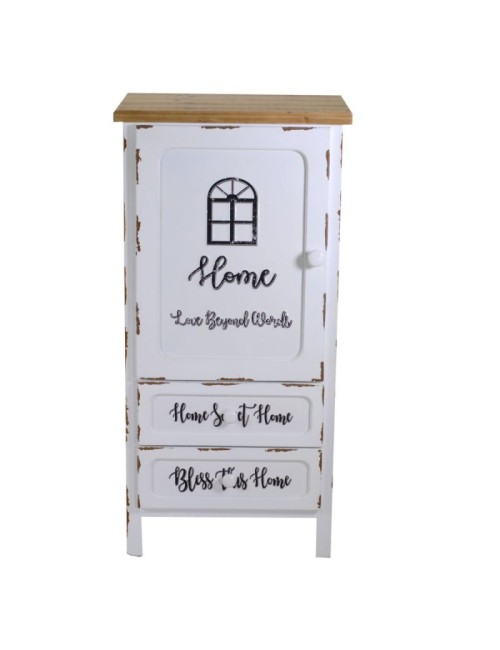 Mobile Multiuso Shabby Chic Breslavia 1 Anta 2 Cassetti Bianco e Top Rovere - H 100 cm
