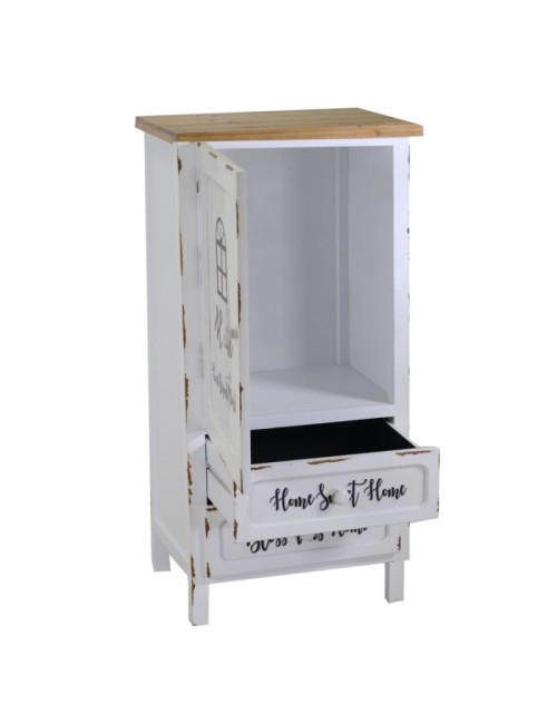 Mobile Multiuso Shabby Chic Breslavia 1 Anta 2 Cassetti Bianco e Top Rovere - H 100 cm