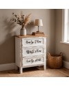 Mobile Multiuso Shabby Chic Breslavia con 3 Cassetti Bianco e Top Rovere - H 70 cm