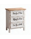 Mobile Multiuso Shabby Chic Breslavia con 3 Cassetti Bianco e Top Rovere - H 70 cm