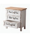 Mobile Multiuso Shabby Chic Breslavia con 3 Cassetti Bianco e Top Rovere - H 70 cm