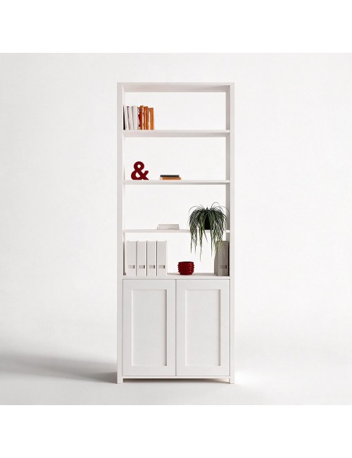 Libreria Miraflor con 2 ante e 4 vani a giorno colore bianco 98.7x35.2x230H