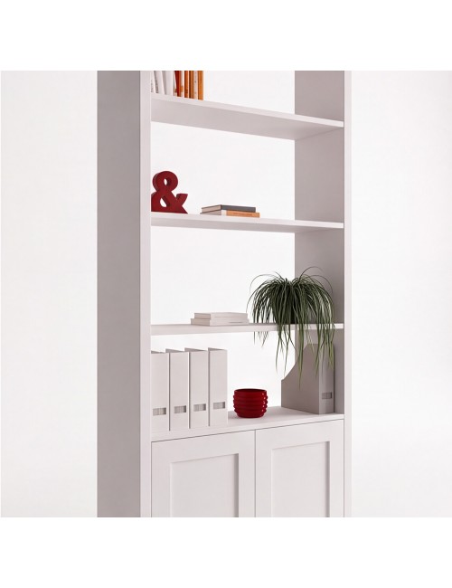 Libreria Miraflor con 2 ante e 4 vani a giorno colore bianco 98.7x35.2x230H