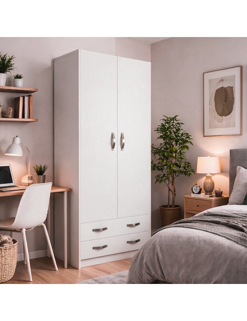 Armadio Due Ante e Cassetti 91x52x210h Colore Bianco Prezzo