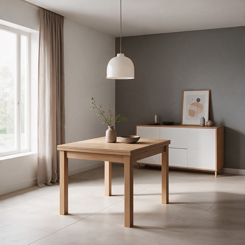 Tavolo raddoppiabile Firenze 90x90 colore noce naturale