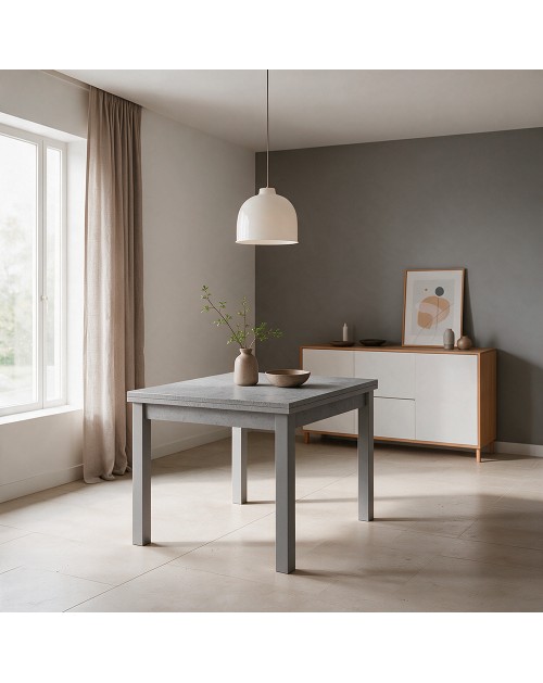 Tavolo raddoppiabile Firenze 90x90 colore cemento