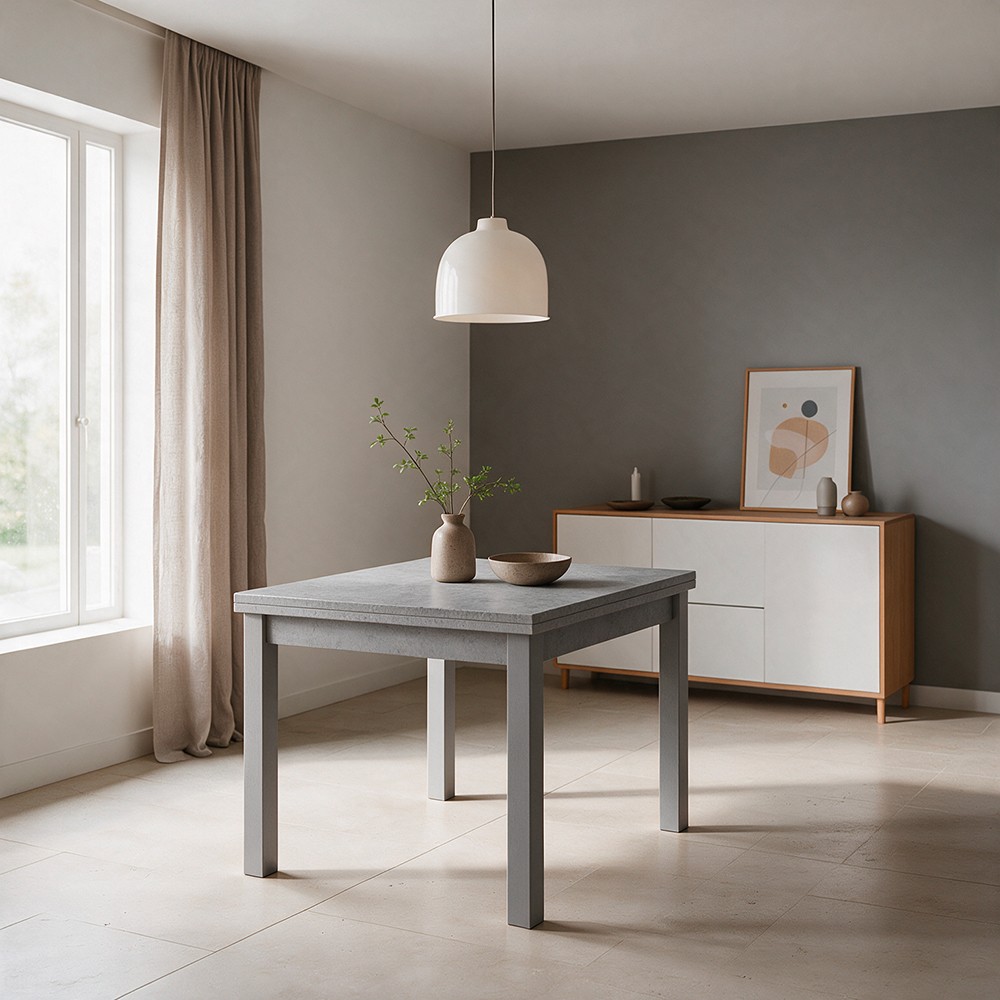 Tavolo raddoppiabile Firenze 90x90 colore cemento