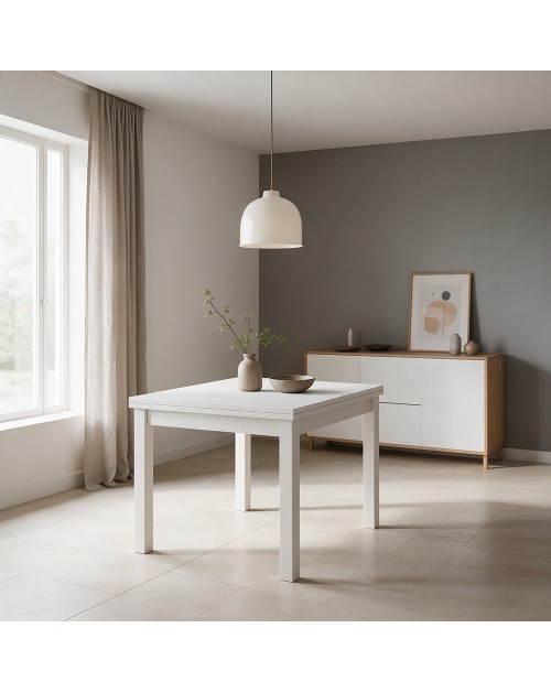Tavolo raddoppiabile Firenze 90x90 colore bianco frassinato