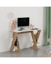 Scrivania Papillon rovere e bianco con gambe a X e ripiani integrati 106x50x75