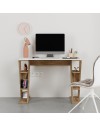 Scrivania Papillon rovere e bianco con gambe a X e ripiani integrati 106x50x75