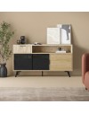 Madia Lulia Rovere e Travertino L 140 cm con Ante Scorrevoli in Metallo e Cassetto