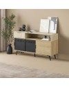 Madia Lulia Rovere e Travertino L 140 cm con Ante Scorrevoli in Metallo e Cassetto