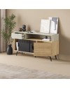 Madia Lulia Rovere e Travertino L 140 cm con Ante Scorrevoli in Metallo e Cassetto
