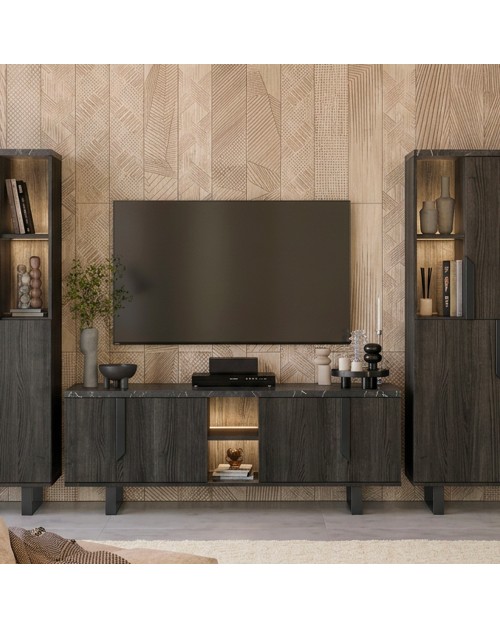 Mobile porta Tv 4 ante Zaira 165x49x60h palissandro nero