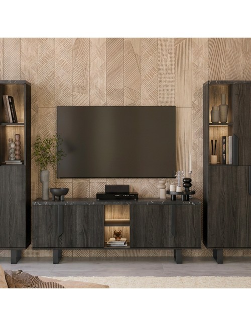 Mobile Porta Tv 4 Ante Zaira 165x49x60h palissandro nero offerta