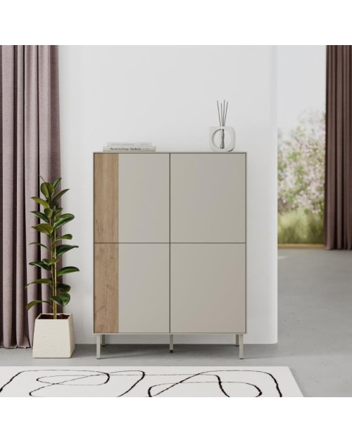 Mobile Multiuso Vena Rovere e Cashmere L 90 cm con 4 Ante