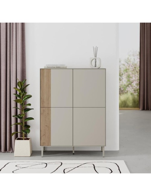 Mobile Multiuso Vena Rovere e Cashmere L 90 cm con 4 Ante