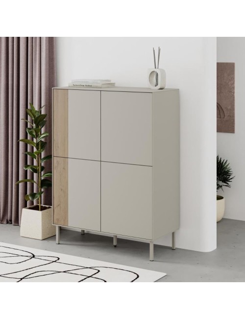 Mobile Multiuso Vena Rovere e Cashmere L 90 cm con 4 Ante