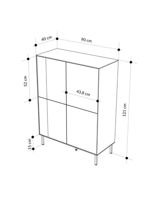Mobile Multiuso Vena Rovere e Cashmere L 90 cm con 4 Ante