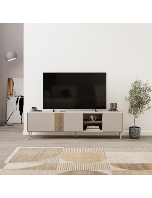 Mobile Porta TV Vena Rovere e Cashmere L 180 cm con 3 Ante e Vano a Giorno