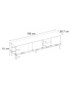 Mobile Porta TV Vena Rovere e Cashmere L 180 cm con 3 Ante e Vano a Giorno