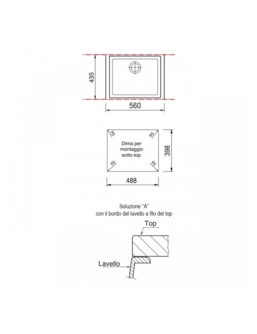 Lavello monovasca Plados ON5610ST sottotop 56x43.5 microUltragranit tecnologia ariapura nero