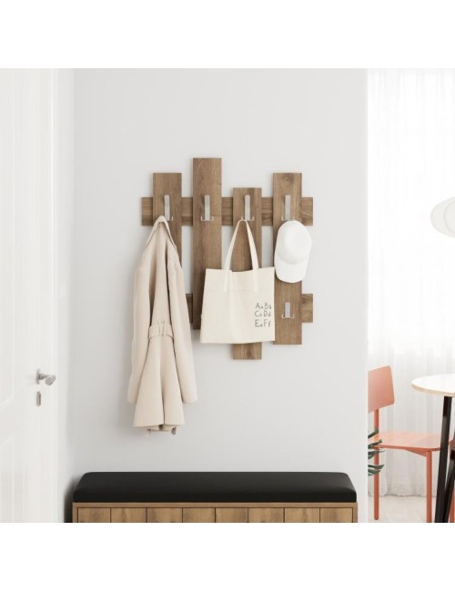 Appendiabiti a muro Wave 8 ganci colore noce