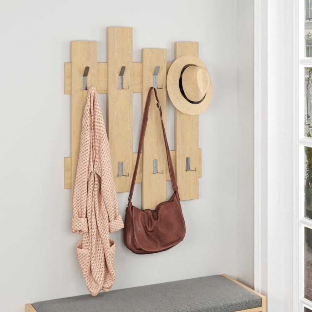 Appendiabiti a muro Wave 8 ganci colore rovere