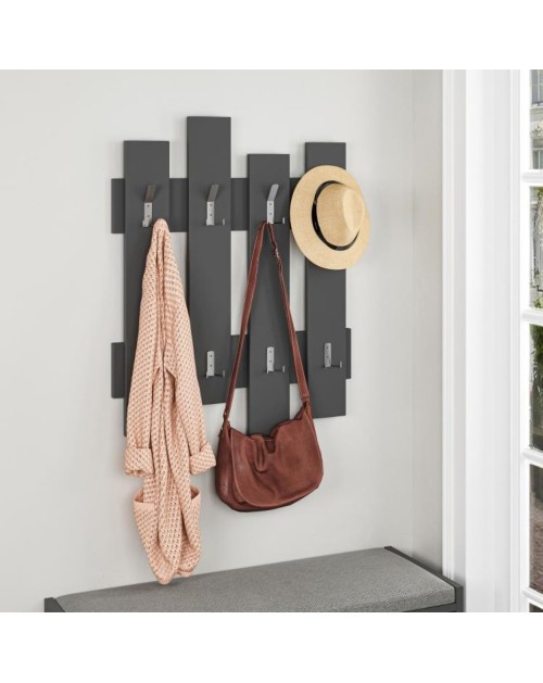 Appendiabiti a muro Wave 8 ganci colore antracite