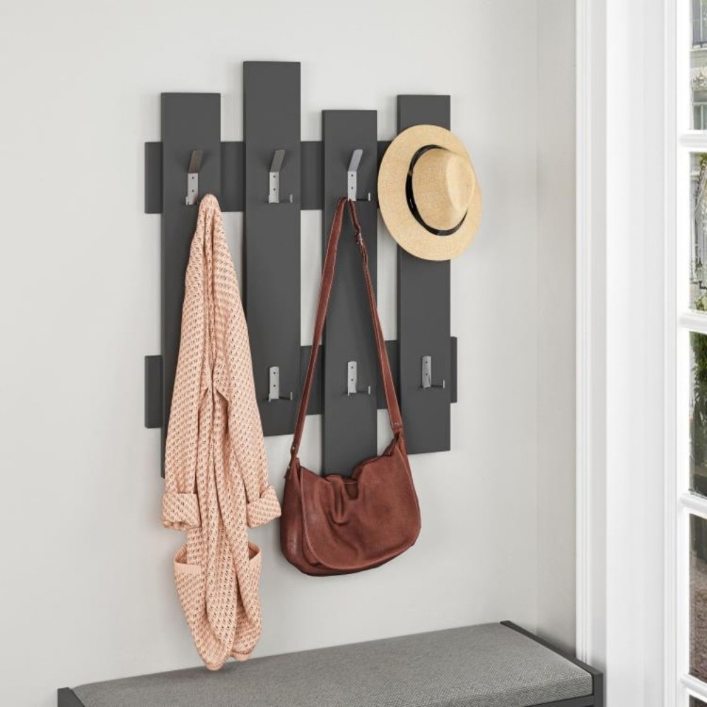 Appendiabiti a muro Wave 8 ganci colore antracite